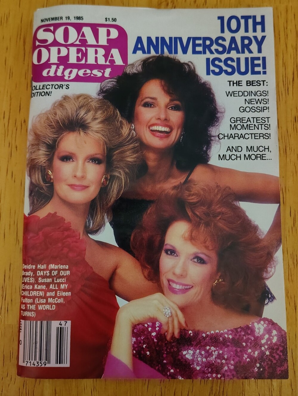 Soap Opera Digest November 19 1985 10th Anniversary Susan Lucci Deidre Hall